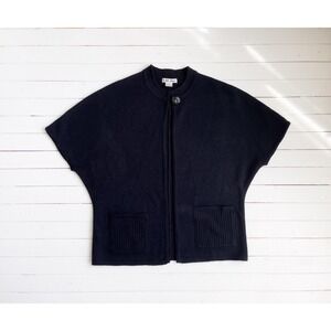 black cardigan sweater y2k vintage Katy‎ Todd short sleeve cape sweater